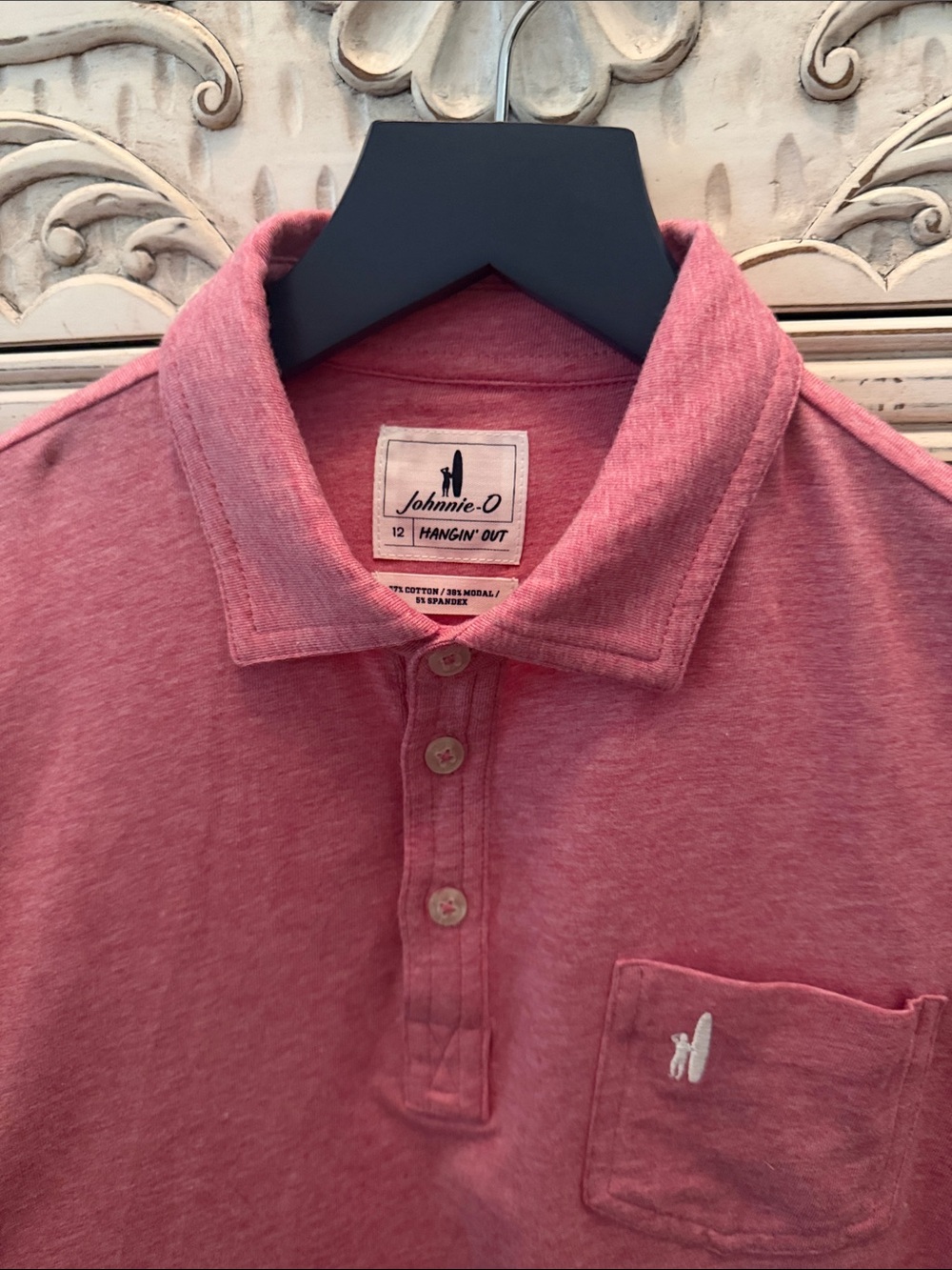 johnnie-O Men’s Heather Red and Green Polo Shirt with Chest Pocket